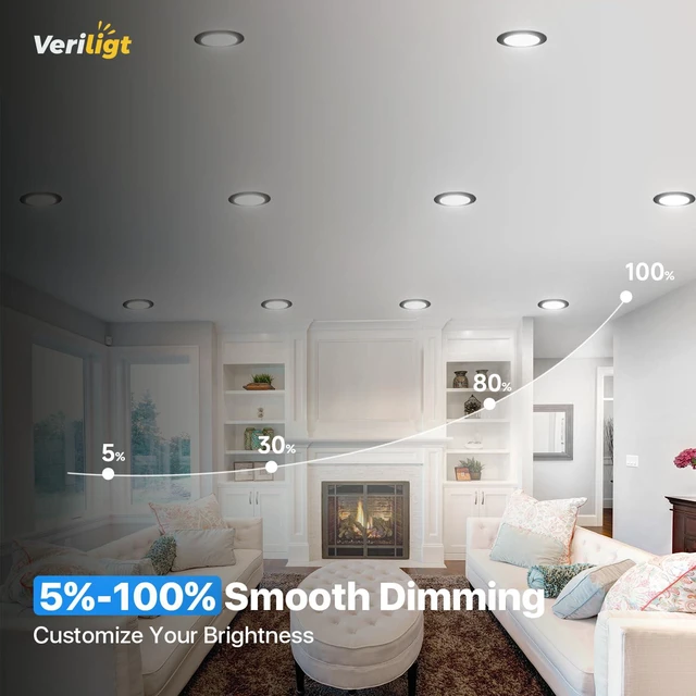 Alt view image 4 of 7 - 4 Inch Black LED Recessed Light, 5CCT, 750LM, 9W, 4 Pack 5%-100% Dimming, 2700K-5000K Selectable, 120V, Slim Canless Wafer Ceiling Downlight, Damp Rated, IC&ETL&FCC Certified