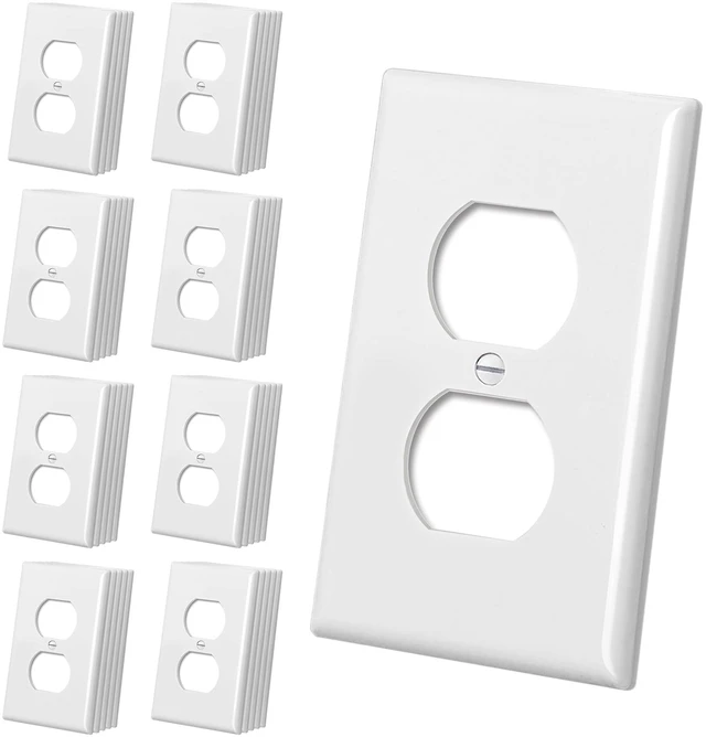 Main image of Mid-Size 40 Pack Duplex Wall Plates, 1-Gang Switch Plates, Gloss White Electrical Outlet Receptacle Covers, Midway Size 3.18''x 5'', Impact Resistant Polycarbonate, ETL Listed