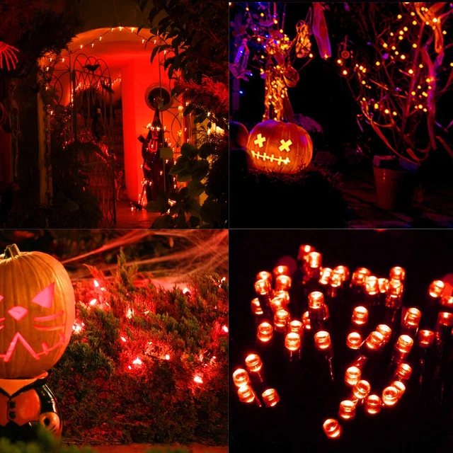 Alt view image 2 of 7 - 300 LED Halloween Lights, 98.5FT Halloween String Lights with 8 Lighting Modes, Waterproof & Connectable Mini Light, Plug in for Indoor Outdoor Holiday Christmas Party Bedroom Decorations (Orange)