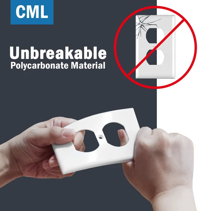Alt view image 3 of 7 - Mid-Size 40 Pack Duplex Wall Plates, 1-Gang Switch Plates, Gloss White Electrical Outlet Receptacle Covers, Midway Size 3.18''x 5'', Impact Resistant Polycarbonate, ETL Listed