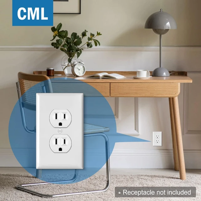 Alt view image 7 of 7 - Mid-Size 40 Pack Duplex Wall Plates, 1-Gang Switch Plates, Gloss White Electrical Outlet Receptacle Covers, Midway Size 3.18''x 5'', Impact Resistant Polycarbonate, ETL Listed