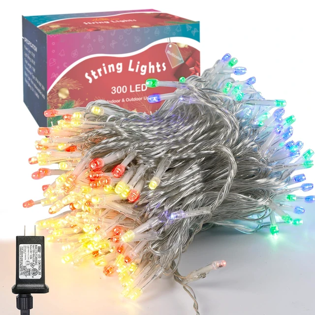 Alt view image 7 of 7 - 300 LED String Lights Outdoor Indoor, Extra Long 98.5FT Christmas Lights, 8 Lighting Modes, Plug in Waterproof Fairy Lights for Wedding Party Bedroom Decorations (Multicolor)