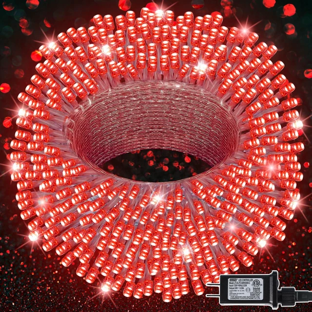 Main image of 300 LED Valentines Lights, Extra Long 98.5FT Christmas String Lights Outdoor Indoor, 8 Lighting Modes, Plug in Waterproof Fairy Lights for Wedding Party Bedroom Decorations (Red)