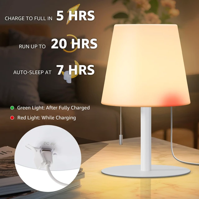 Alt view image 4 of 7 - Shower Lamp Rechargeable Cordless Light Waterproof for Bathroom Spa Portable Battery Operated Table Lamp RGB Mood Lighting LED Night Light for Patio kitchen Camping (White)