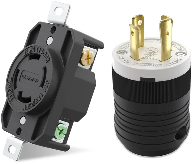 Main image of NEMA L14-30P & NEMA L14-30R Locking Plug and Receptacle, Generator Twist Lock Plug & Socket/Outlet, 30 Amp 125/250V 3 Pole 4 Wire Grounding, Industrial Grade Heavy Duty, UL Listed (1 Set)