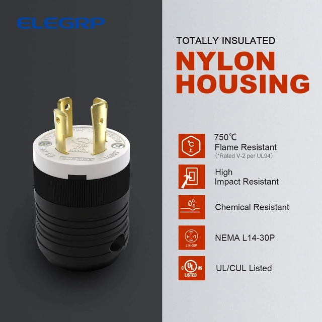 Alt view image 2 of 7 - NEMA L14-30P & NEMA L14-30R Locking Plug and Receptacle, Generator Twist Lock Plug & Socket/Outlet, 30 Amp 125/250V 3 Pole 4 Wire Grounding, Industrial Grade Heavy Duty, UL Listed (1 Set)
