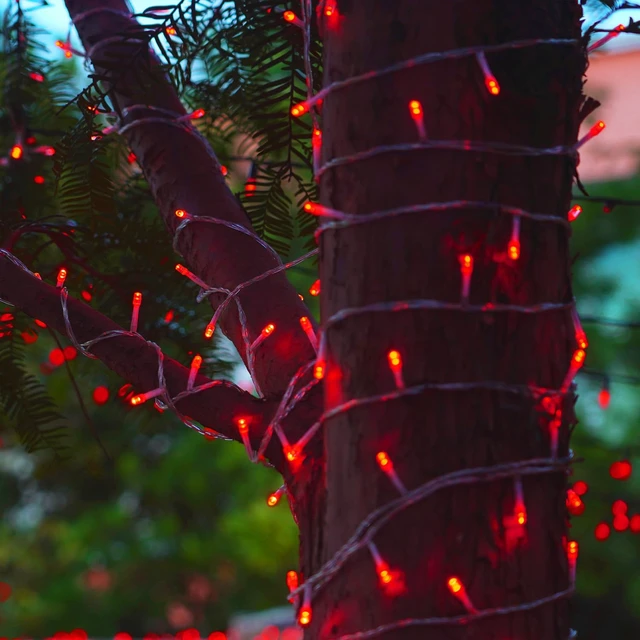 Alt view image 4 of 7 - 300 LED Valentines Lights, Extra Long 98.5FT Christmas String Lights Outdoor Indoor, 8 Lighting Modes, Plug in Waterproof Fairy Lights for Wedding Party Bedroom Decorations (Red)
