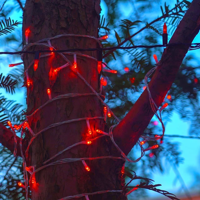 Alt view image 7 of 7 - 300 LED Valentines Lights, Extra Long 98.5FT Christmas String Lights Outdoor Indoor, 8 Lighting Modes, Plug in Waterproof Fairy Lights for Wedding Party Bedroom Decorations (Red)