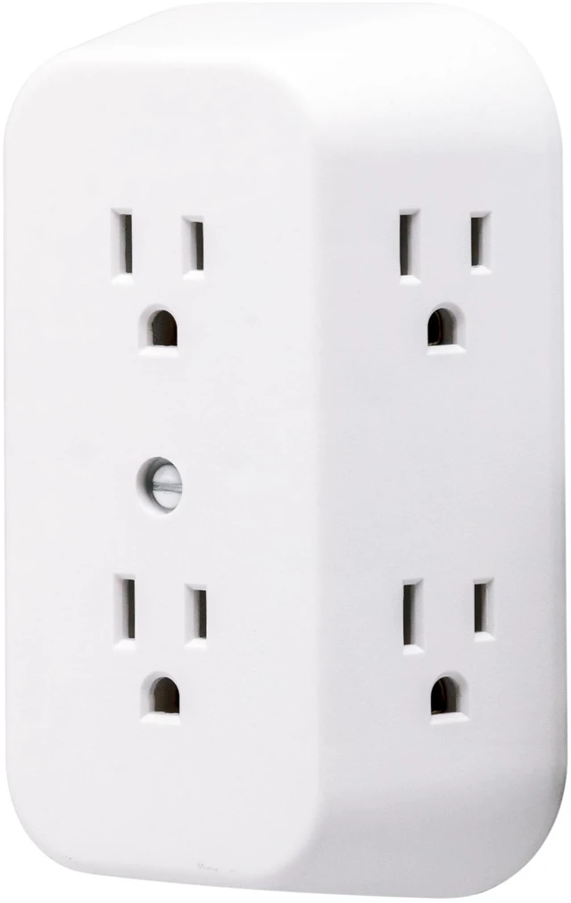 Alt view image 2 of 7 - Outlet Extender, 6 Outlet Multi Plug Wall Power Splitter | 3 Prong Multiple Plug Wall Adapter (Wide Spaced Outlets), Electrical Expander, Screw Mountable, White, 50759