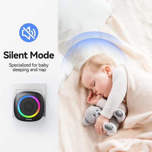 Alt view image 6 of 7 - Wireless Doorbell, Plug in Door Bells Wireless Cordless with 2 Receivers, IP66 Waterproof Wireless Door Chime Kit with RGB Light, 400M Wireless Range, 60 Chimes, 5 Volume Level (Black)