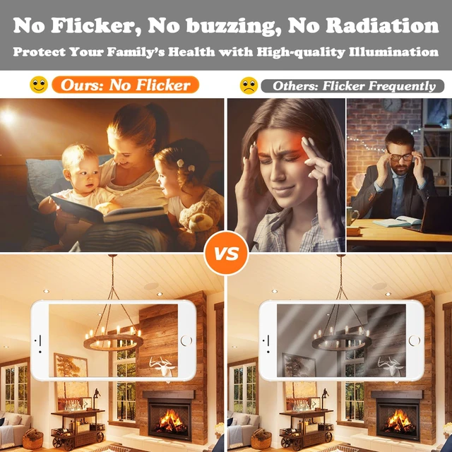 Alt view image 5 of 7 - E12 Edison LED Light Bulbs 40 Watt Equivalent Candelabra, Dimmable 2200K Amber Warm White T6 Amber LED Bulbs 4W 280lm Vintage T25 for Chandelier Ceiling Fan, Tubular Small Filament Bulbs, 6 Packs