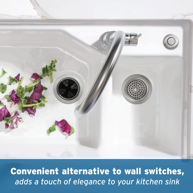 Alt view image 2 of 6 - Air Switch Decorative Button for Dual Outlet Garbage Disposal Air Switch Kit, STC-SN, Satin Nickel
