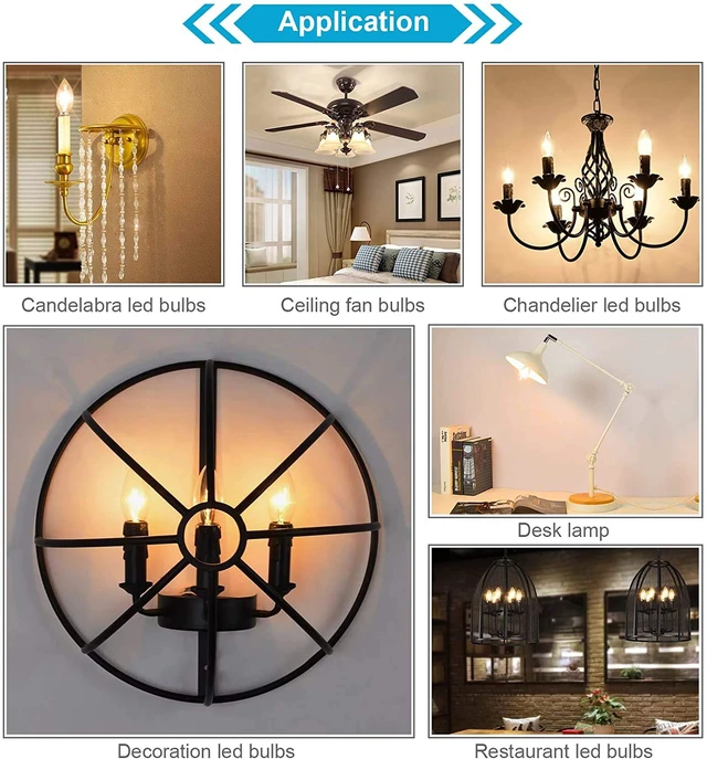 Alt view image 5 of 7 - Classic E12 LED Candelabra Light Bulb 4W, Equivalent 40W, Warm White 2700K, Non-Dimmable, Clear Glass Filament Chandelier LED Bulbs, E12 Candelabra Base Candle Light Bulbs, Pack of 10