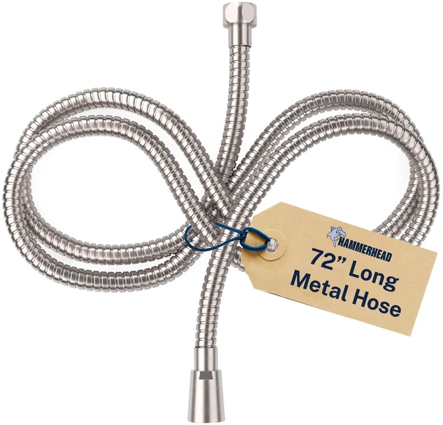 Main image of Solid Metal Shower Hose Attachment for Showerhead, Extra-Long 72-Inch Universal Replacement Hose for Hand held Shower, Brushed Nickel