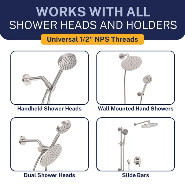 Alt view image 4 of 7 - Solid Metal Shower Hose Attachment for Showerhead, Extra-Long 72-Inch Universal Replacement Hose for Hand held Shower, Brushed Nickel