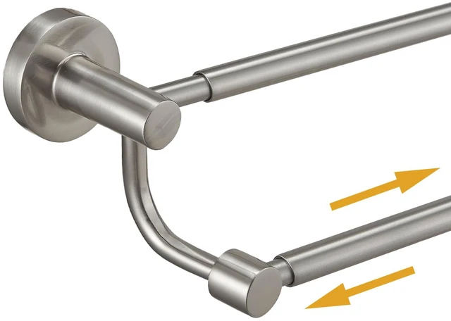 Main image of Double Towel Bar Towel Rack for Bathroom Wall Mounted Brushed Nickel Adjustable 16-26 In,Wall Mounted Towel Holder, Stainless Steel, Rustproof, Towel Bar Rod Hanger Hardware Accessories Hotel