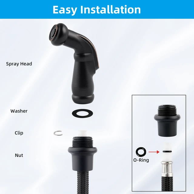 Alt view image 4 of 6 - Universal Sink Sprayer Attachment for Kitchen Faucet, Oil Rubbed Bronze NSF/ANSI/CAN 372 Certified, Side Sprayer Head Compatible with Delta, Moen, Kohler and Other OEM Brands Pull Out Spray Head
