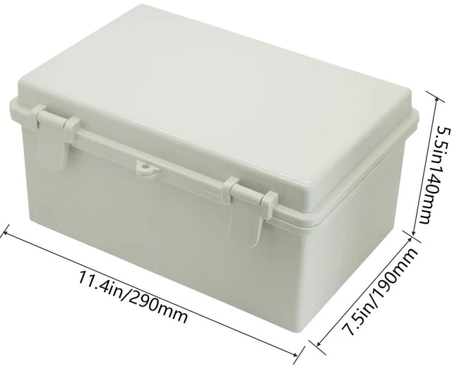 Alt view image 2 of 7 - Junction Box ABS Plastic Dustproof Waterproof IP65 Electrical Boxes Hinged Shell Outdoor Universal Project Enclosure with 2 Cable Glands 11.42 x 7.48 x 5.51 Inch (290x190x140mm)