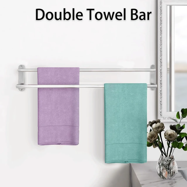 Alt view image 5 of 7 - Double Towel Bar 32 Inch, Towel Rack for Bathroom, Wall Mount Bathroom Towel Holder, Stainless Steel Bathroom Towel Rack, Double Towel Hanger Towel Rod(Brushed Nickel)