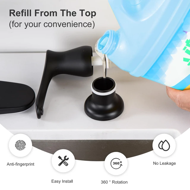 Alt view image 3 of 7 - Built in Soap Dispenser for Kitchen Sink with Bottle, Matte Black Mattle Black Kitchen Sink Soap Dispenser Pump with 17 OZ Bottle, Lotion Dispenser, Refill from The Top, G086B