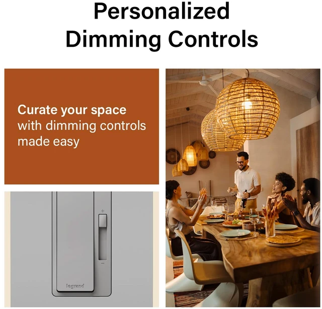 Alt view image 3 of 7 - Radiant 150W LED Dimmer Light Switch 3-Way Rocker Gray 1 Pack Pass & Seymour LED Optimized, Decorator Rocker Dimmer Switch, for Dimmable LED Bulbs, Flicker-Free