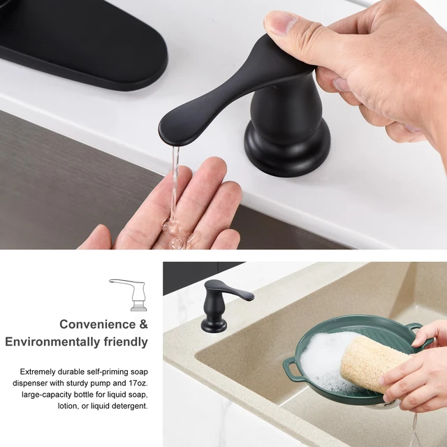 Alt view image 5 of 7 - Built in Soap Dispenser for Kitchen Sink with Bottle, Matte Black Mattle Black Kitchen Sink Soap Dispenser Pump with 17 OZ Bottle, Lotion Dispenser, Refill from The Top, G086B