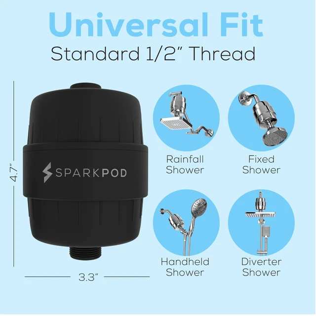 Alt view image 4 of 7 - 23-Stage Shower Head Filter for Showerheads, Black Matte Removes Chlorine & Heavy Metals, Helps Improve Hard Water, with Activated Carbon and KDF-55 Layers, High Output