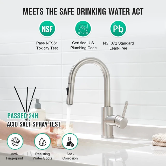 Alt view image 2 of 7 - Bathroom Faucet with Pull Out Sprayer,Brushed Nickel Single Handle Kitchen Bar Faucets for Mini Sink Pull Down Vanity Mixer Tap 2 Water Modes,cUPC/NSF
