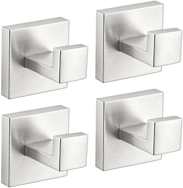 Main image of 4 Piece Towel Hook - Bathroom Coat Hook - Brushed Nickel Wall Mounted Towel Hooks for Bathroom, Stainless Steel Towel Holder, Heavy Duty Towel Holder for Kitchen