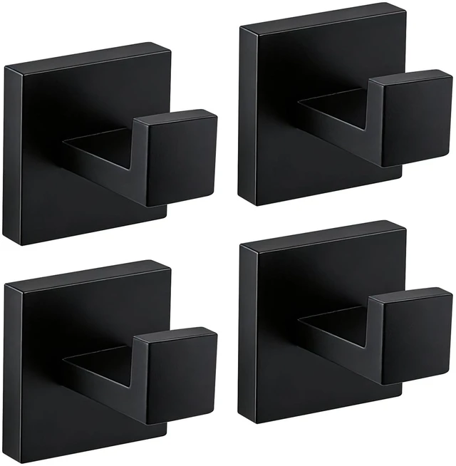 Main image of 4 Piece Towel Hook - Bathroom Coat Hook - Matte Black Wall Mounted Towel Hooks for Bathroom, Stainless Steel Towel Holder, Heavy Duty Towel Holder for Kitchen