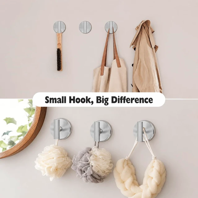 Alt view image 5 of 7 - Suction Cup Hooks for Shower, Shower Hooks for Inside Shower, No Drill Towel Hooks for Bathroom, Removable Suction Hooks for Glass, Mirror, Tile, Waterproof, Rustproof Silver (2 Pack)