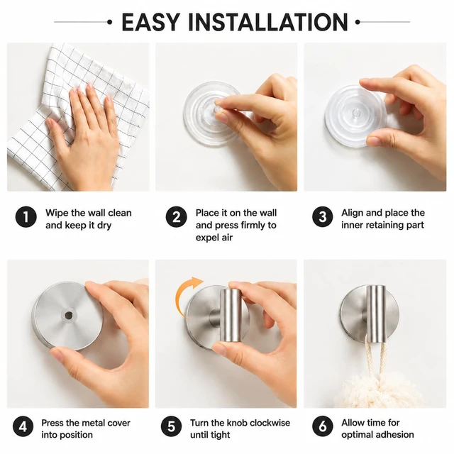 Alt view image 7 of 7 - Suction Cup Hooks for Shower, Shower Hooks for Inside Shower, No Drill Towel Hooks for Bathroom, Removable Suction Hooks for Glass, Mirror, Tile, Waterproof, Rustproof Silver (2 Pack)