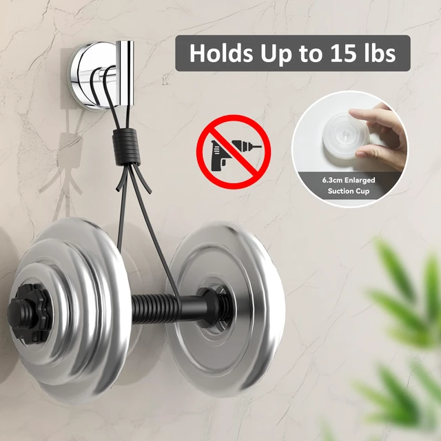 Alt view image 2 of 7 - Suction Cup Hooks for Shower, Shower Hooks for Inside Shower, No Drill Towel Hooks for Bathroom, Removable Suction Hooks for Glass, Mirror, Tile, Waterproof, Rustproof Chrome (2 Pack)