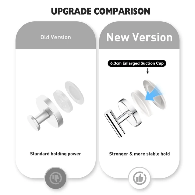 Alt view image 4 of 7 - Suction Cup Hooks for Shower, Shower Hooks for Inside Shower, No Drill Towel Hooks for Bathroom, Removable Suction Hooks for Glass, Mirror, Tile, Waterproof, Rustproof Chrome (2 Pack)