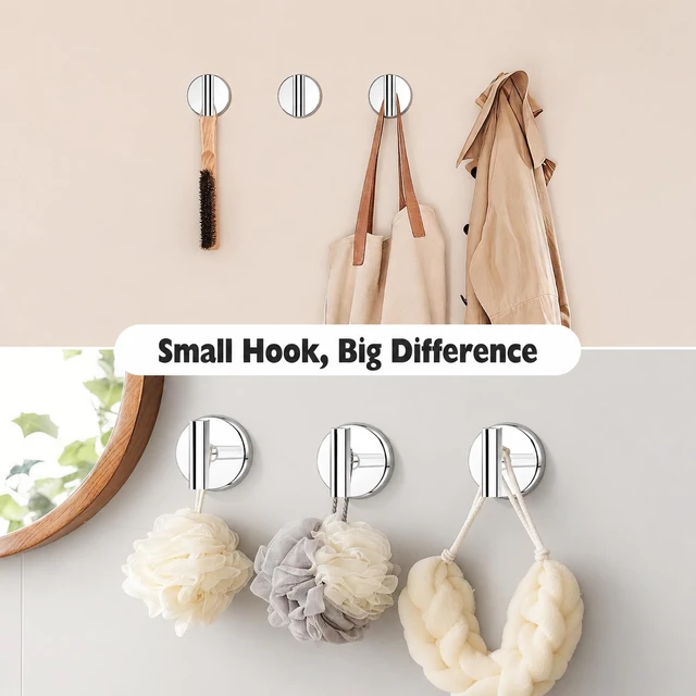 Alt view image 5 of 7 - Suction Cup Hooks for Shower, Shower Hooks for Inside Shower, No Drill Towel Hooks for Bathroom, Removable Suction Hooks for Glass, Mirror, Tile, Waterproof, Rustproof Chrome (2 Pack)