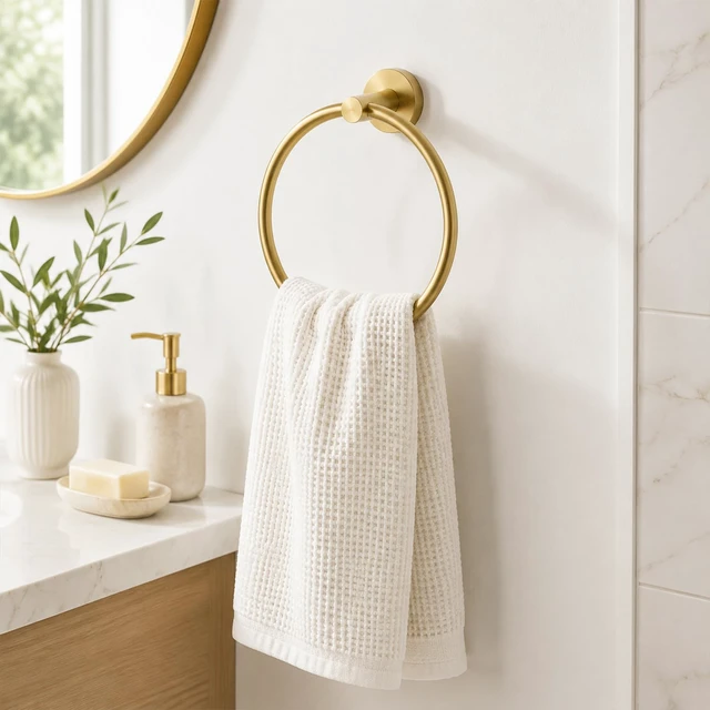 Alt view image 5 of 7 - Brushed Gold Bathroom Accessories Set, 10 Pieces Gold Towel Bar Bathroom Hardware Set, 24 Inch Towel Racks for Bathroom, SUS304 Stainless Steel Bathroom Towel Holder Toilet Paper Holder Wall Mounted