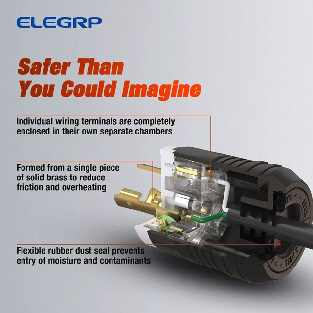 Alt view image 5 of 7 - NEMA L14-30P & NEMA L14-30R Locking Plug and Receptacle, Generator Twist Lock Plug & Socket/Outlet, 30 Amp 125/250V 3 Pole 4 Wire Grounding, Industrial Grade Heavy Duty, UL Listed (1 Set)