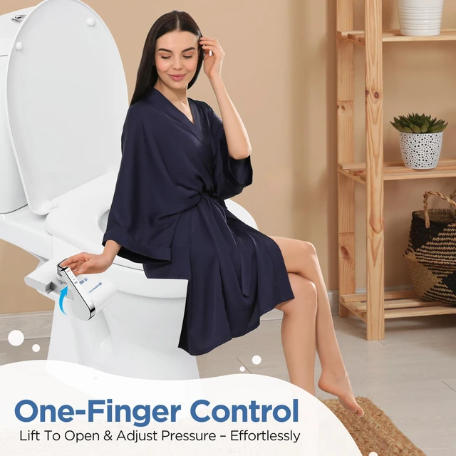 Alt view image 3 of 6 - Bidet with Single Finger Water Pressure Control, Self Cleaning Hygienic Dual Nozzle (Feminine/Rear Wash), Non-Electric Bidet Attachment for Toilet Seat, Easy DIY Install <5 Min -White