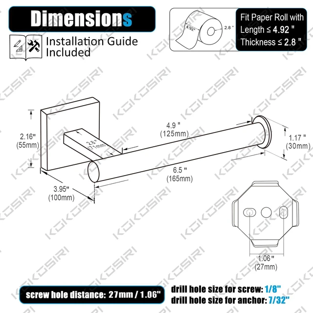 Alt view image 2 of 6 - Toilet Paper Holder Oil Rubbed Bronze Toilet Roll Holder Hold Mega Rolls Kitchen Bathroom Tissue Paper Dispenser Stainless Steel, B2008ORB