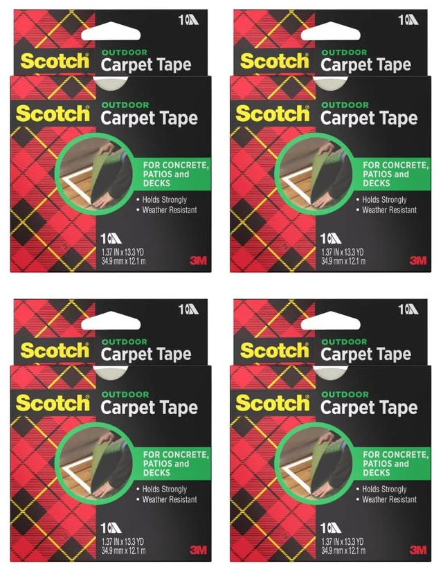 Main image of Scotch Double-Sided Carpet Tape 1.3 in x 40 ft Rolls - 4 Pack Heavy Duty, Indoor/Outdoor, Non-Slip Adhesive, For Hardwood, Vinyl, Tile & Concrete, Rug Gripper for Area Rugs and Mats