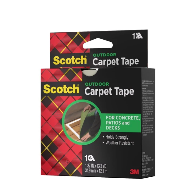 Alt view image 4 of 6 - Scotch Double-Sided Carpet Tape 1.3 in x 40 ft Rolls - 3 Pack Heavy Duty, Indoor/Outdoor, Non-Slip Adhesive, For Hardwood, Vinyl, Tile & Concrete, Rug Gripper for Area Rugs and Mats