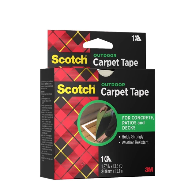 Alt view image 5 of 6 - Scotch Double-Sided Carpet Tape 1.3 in x 40 ft Rolls - 3 Pack Heavy Duty, Indoor/Outdoor, Non-Slip Adhesive, For Hardwood, Vinyl, Tile & Concrete, Rug Gripper for Area Rugs and Mats