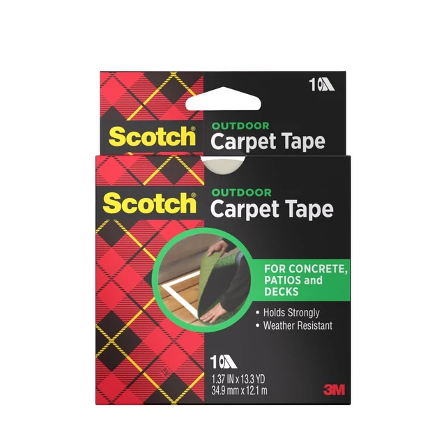 Alt view image 6 of 6 - Scotch Double-Sided Carpet Tape 1.3 in x 40 ft Rolls - 3 Pack Heavy Duty, Indoor/Outdoor, Non-Slip Adhesive, For Hardwood, Vinyl, Tile & Concrete, Rug Gripper for Area Rugs and Mats
