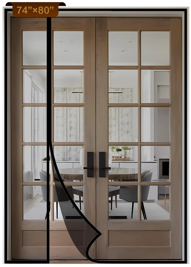 Main image of Reversible Side Opening Magnetic Screen Door for Sliding & French Doors,Upgraded PETG Mesh Anti-Tearing, Heavy Duty & Strong Magnetic, Pet and Kid Friendly - Screen Size 76"x82"