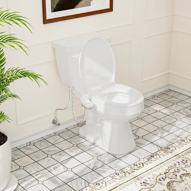 Alt view image 6 of 6 - Bidet Attachment for Toilet, Dual Nozzle (Frontal and Rear Wash) Non-Electric Fresh Water Bidet Toilet Seat Attachment with Nozzle Self Cleaning, Adjustable Water Pressure (White)