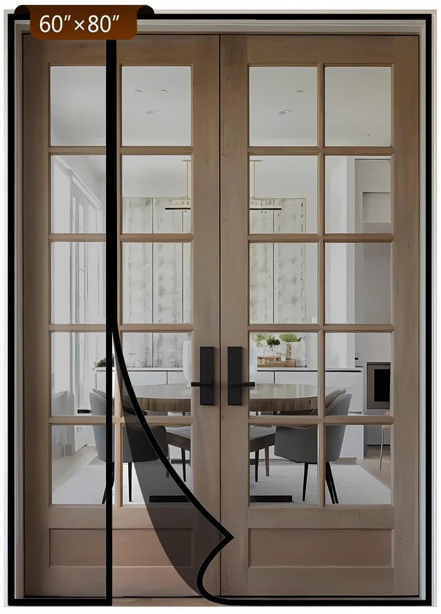 Main image of Reversible Side Opening Magnetic Screen Door for Sliding & French Doors,Upgraded PETG Mesh Anti-Tearing, Heavy Duty & Strong Magnetic, Pet and Kid Friendly - Screen Size 62"x82"