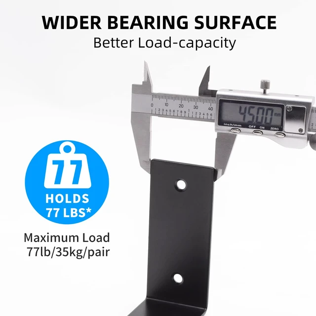Alt view image 3 of 6 - 7 Inch Shelf Bracket, Heavy Duty L Bracket, Black, 4 Pack 3mm Thick Stainless Steel, 55 LB Load Capacity, Wide Support Design, Easy Installation, Includes Hardware