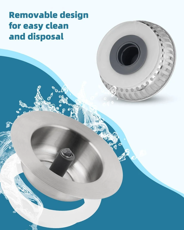 Alt view image 2 of 6 - All Metal Sink Drain Strainer for Kitchen Sink, 2PACK Universal Fit Pop Up 3-in-1 Sink Stopper Drainer for US Standard 3-1/2 inch Drain Filter, Anti-clog