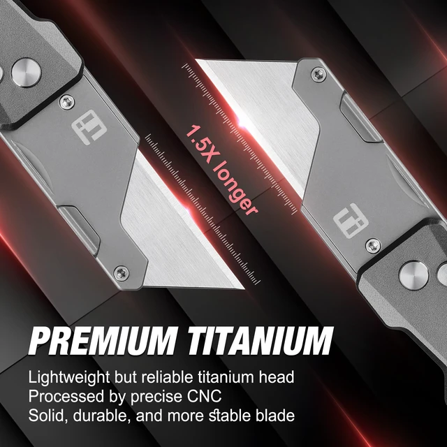 Alt view image 3 of 7 - Advanced Titanium Utility Knife, CNC Unibody, Lightweight All Metal Folding Box Cutter, Quick Change Blade Razor Knife,Ideal Gifts for Men Women, with 10 Extra Blades