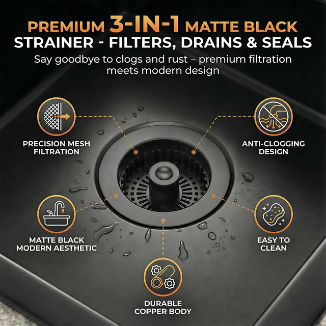 Alt view image 2 of 7 - Kitchen Sink Stopper, 3 in 1 Pop Up Kitchen Sink Drain Strainer, with an Extra Basket Strainer, Sink Drain Stopper for US Standard 3-1/2 Inch, Brass Material Electroplate (Black)